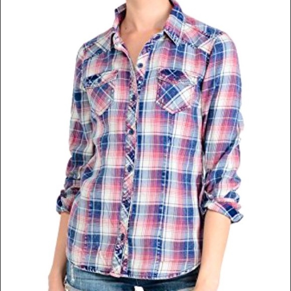 Ci Sono by Cavalini 100% Cotton Button Down Plaid Collection - Picture 1 of 7